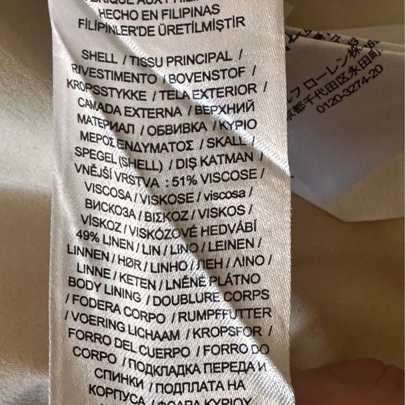 Lauren Ralph Lauren Cream Linen Pinstripe Blazer Jacket Womens Size 4 - Picture 11 of 14